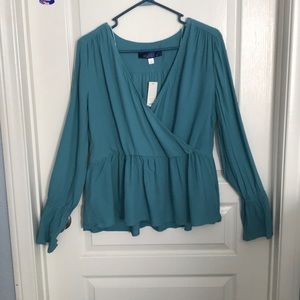 NWT Francesca’s blue long sleeve top